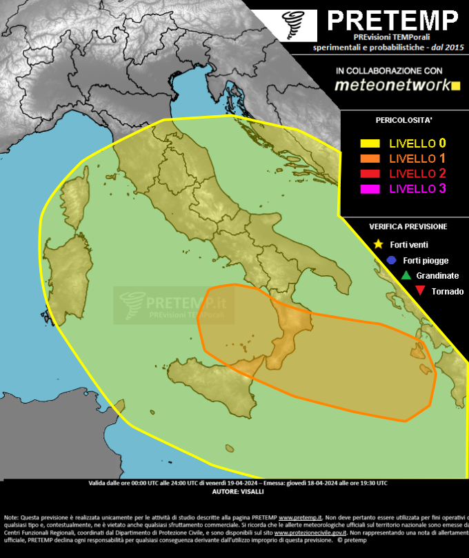 Mappa previsione del 19 aprile 2024