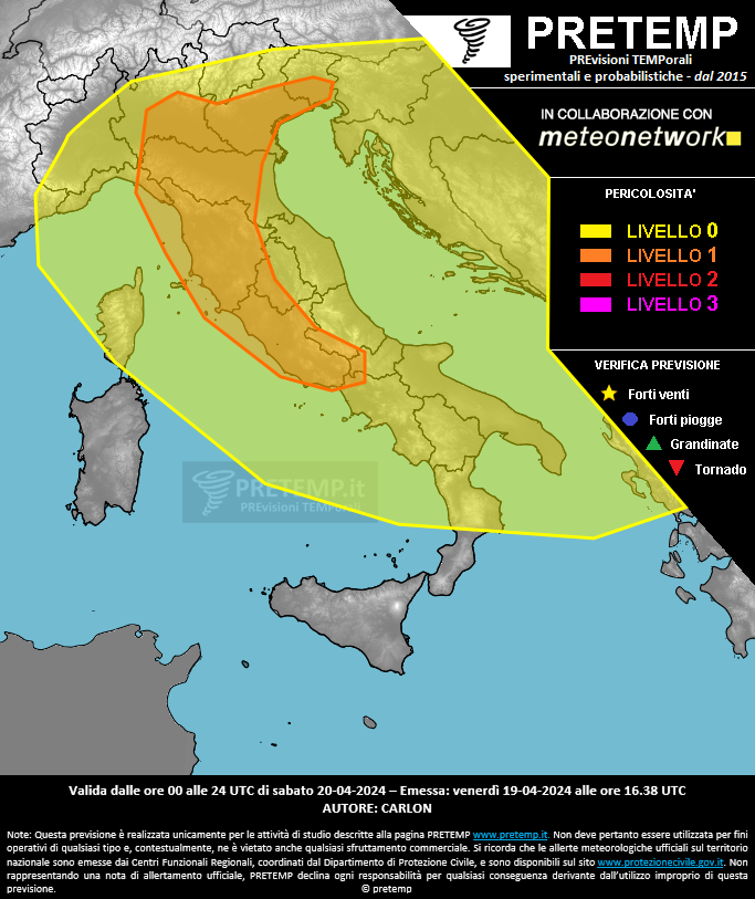 Mappa previsione del 20 aprile 2024