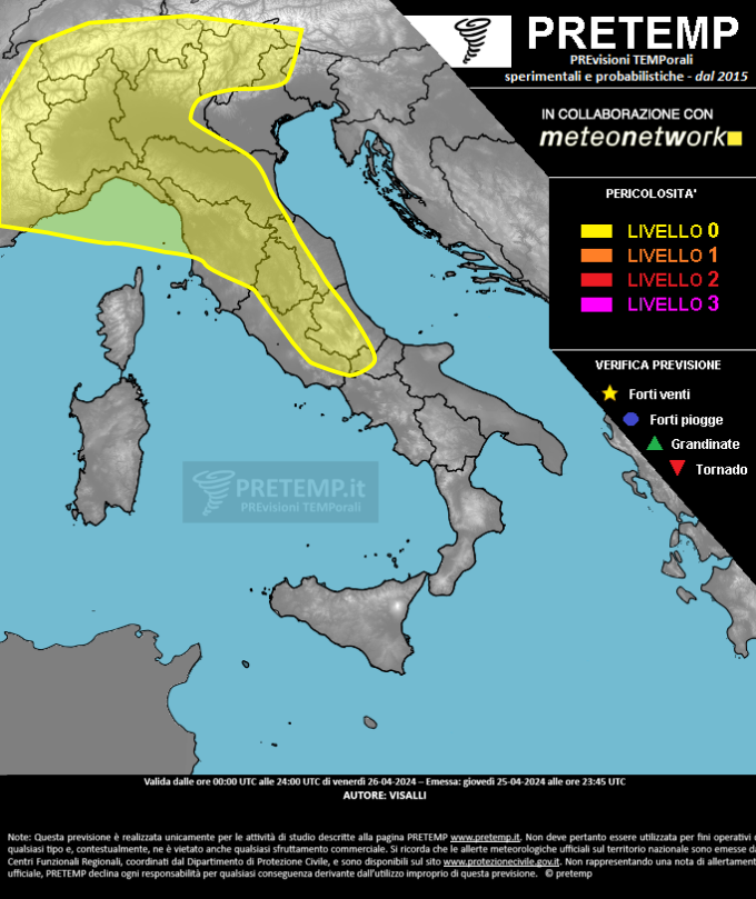 Mappa previsione del 26 aprile 2024