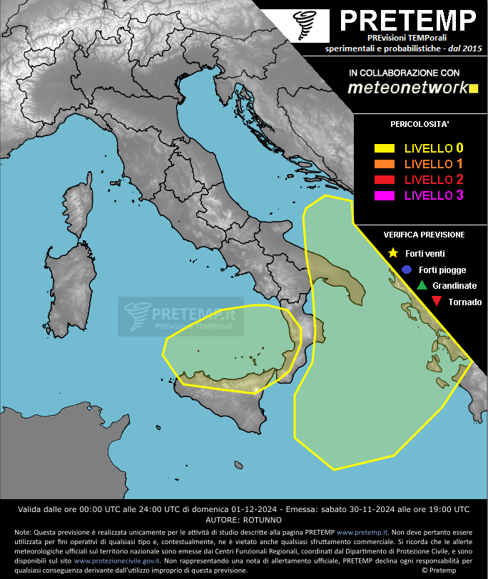 Mappa previsione del 01 dicembre 2024