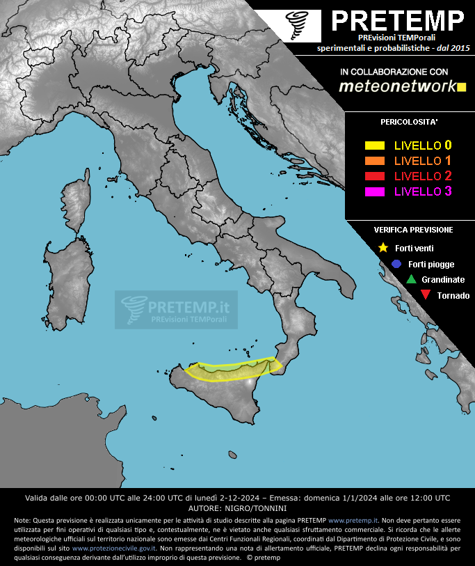 Mappa previsione del 02 dicembre 2024