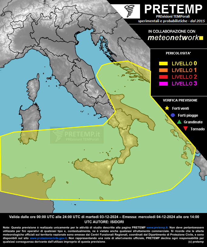 Mappa previsione del 04 dicembre 2024