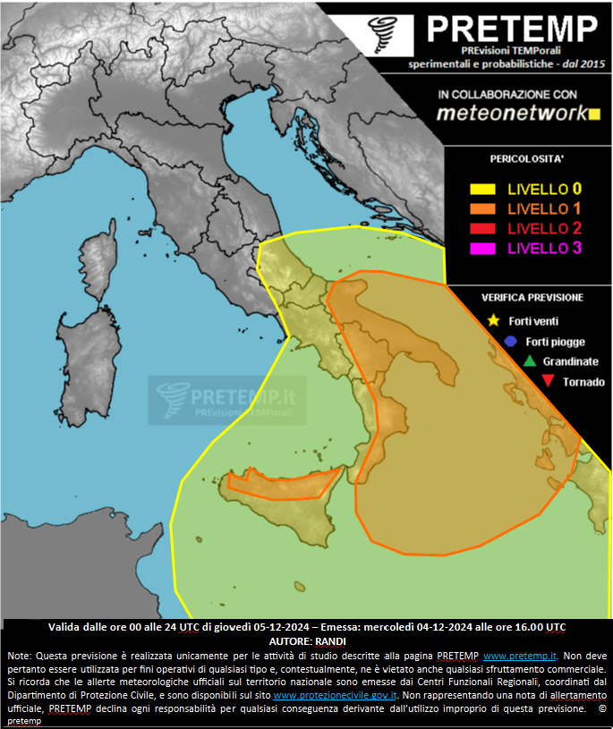 Mappa previsione del 05 dicembre 2024