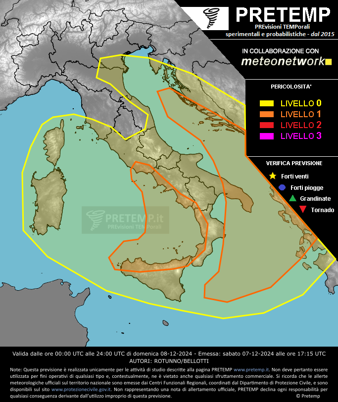 Mappa previsione del 08 dicembre 2024