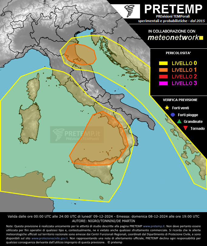 Mappa previsione del 09 dicembre 2024
