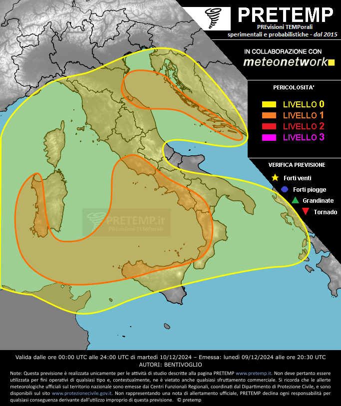 Mappa previsione del 10 dicembre 2024