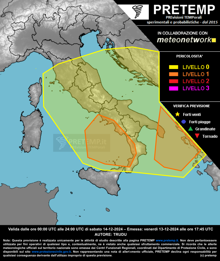 Mappa previsione del 14 dicembre 2024