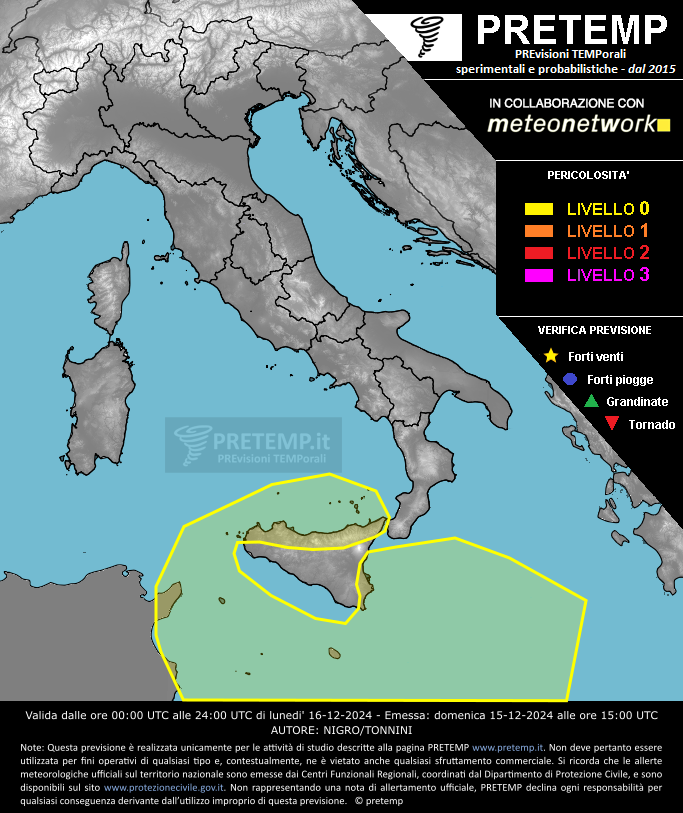 Mappa previsione del 16 dicembre 2024