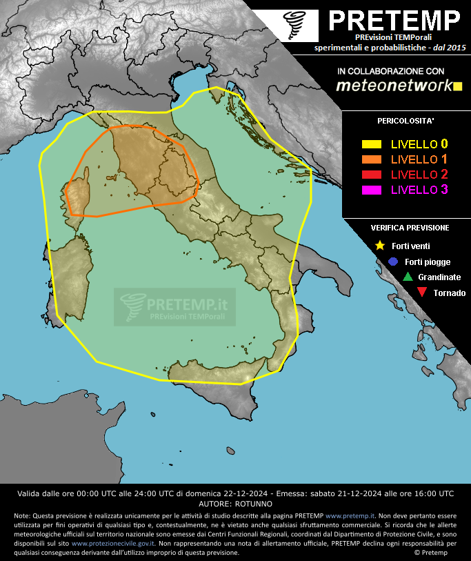 Mappa previsione del 22 dicembre 2024