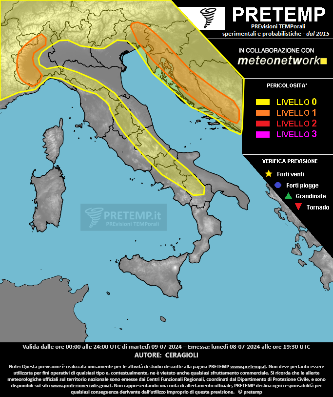 Mappa previsione del 09 luglio 2024