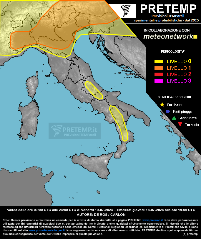 Mappa previsione del 19 luglio 2024