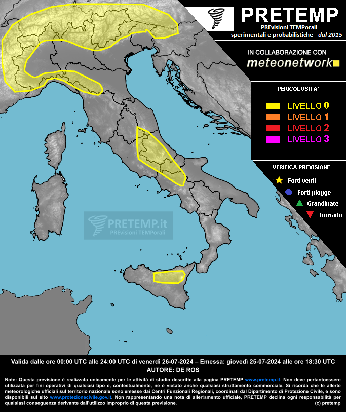 Mappa previsione del 26 luglio 2024