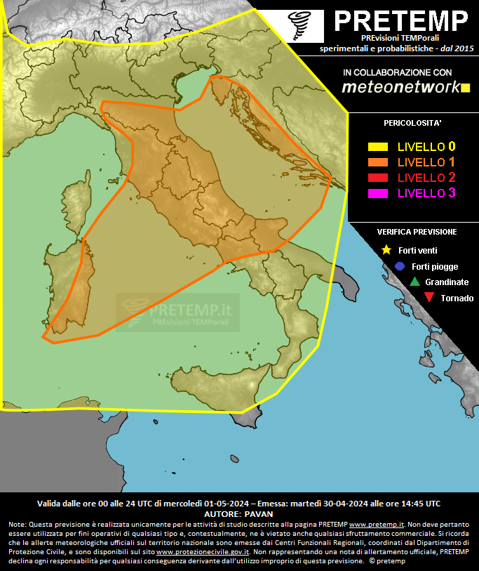 Mappa previsione del 01 maggio 2024