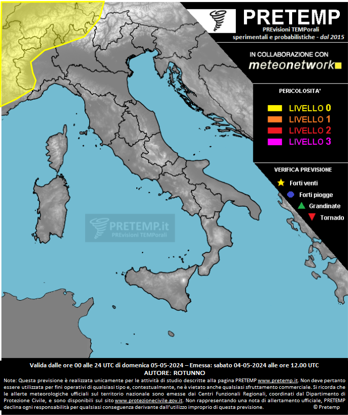Mappa previsione del 05 maggio 2024