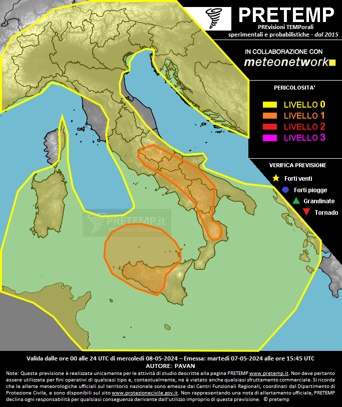 Mappa previsione del 08 maggio 2024