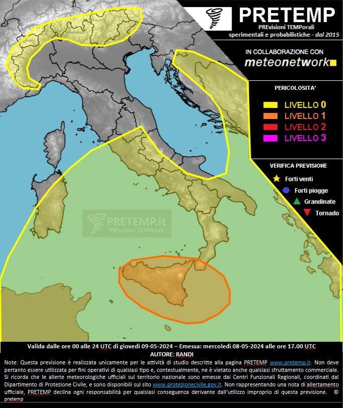 Mappa previsione del 09 maggio 2024