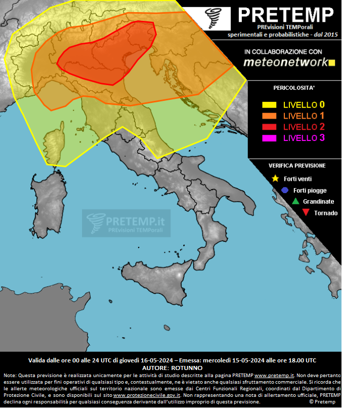 Mappa previsione del 16 maggio 2024