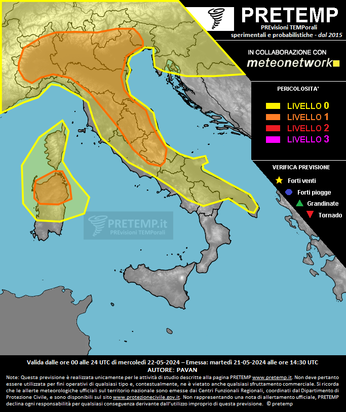 Mappa previsione del 22 maggio 2024