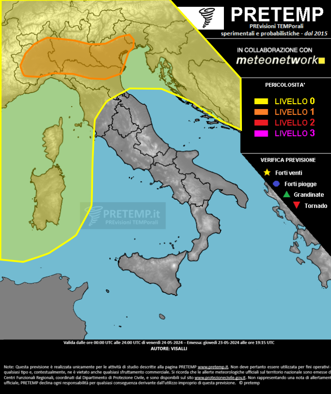 Mappa previsione del 24 maggio 2024