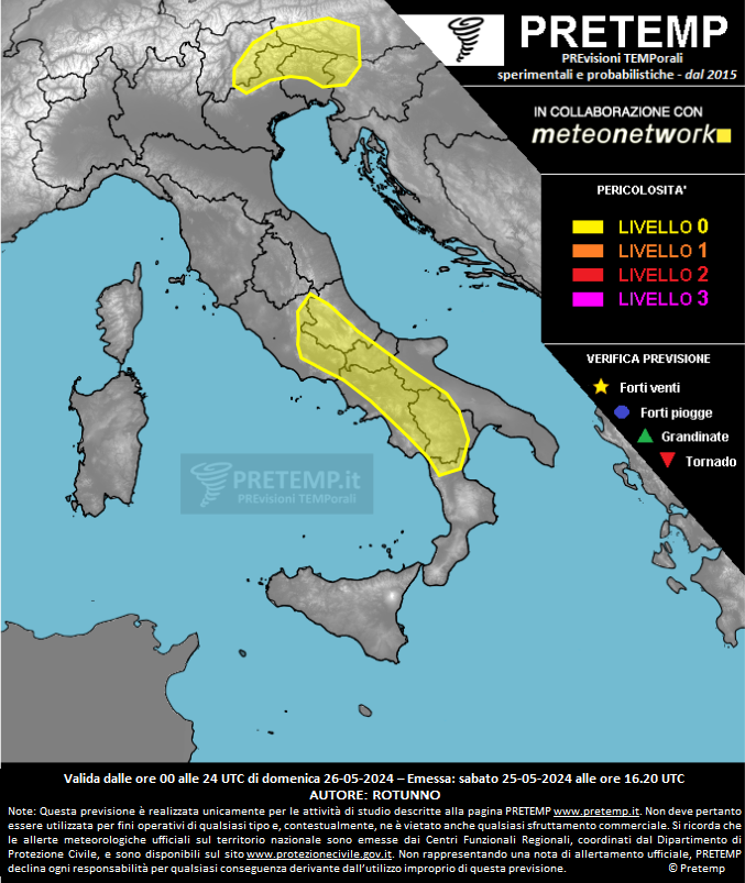 Mappa previsione del 26 maggio 2024