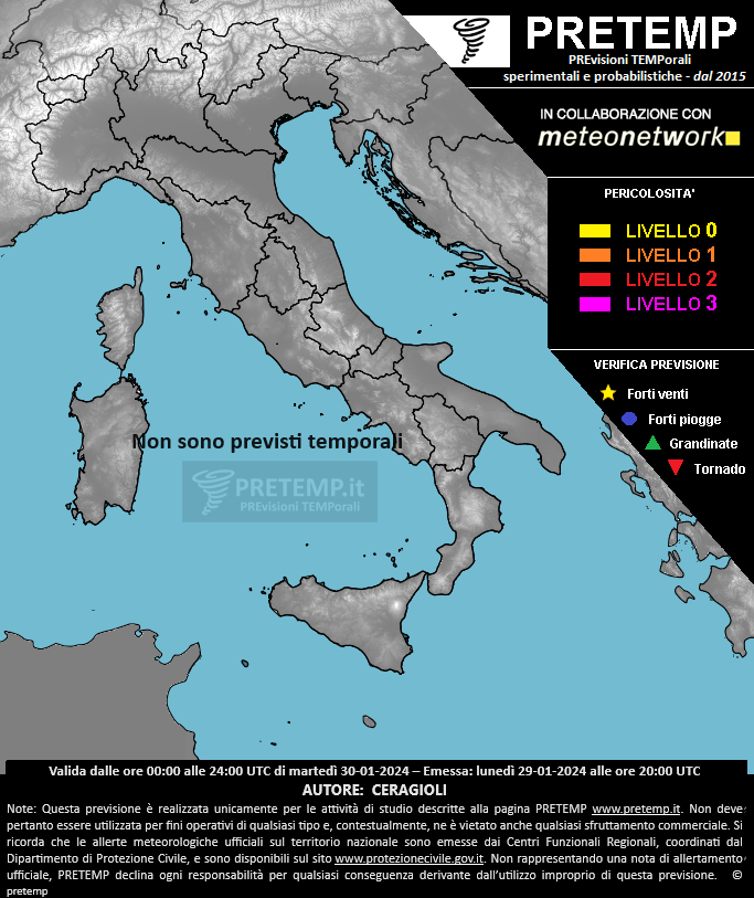 Mappa previsione del 30 gennaio 2024