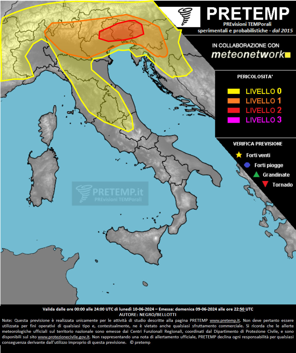 Mappa previsione del 10 giugno 2024