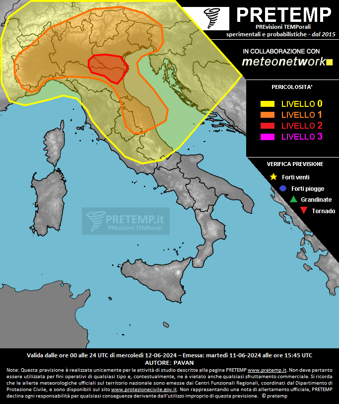Mappa previsione del 12 giugno 2024