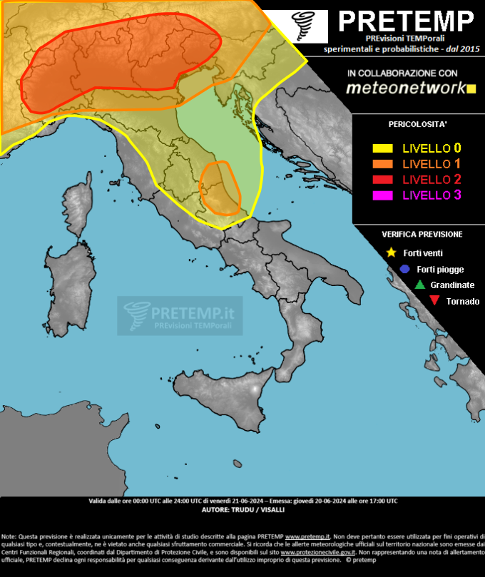 Mappa previsione del 21 giugno 2024