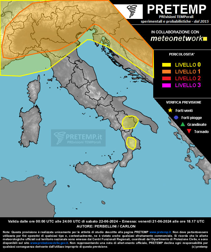 Mappa previsione del 22 giugno 2024