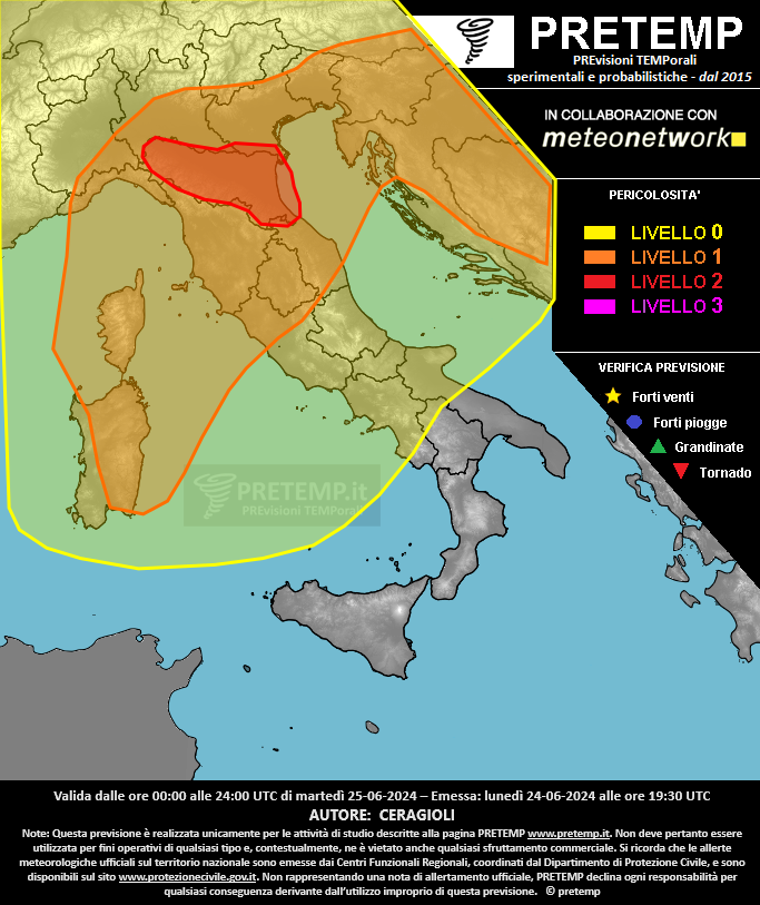 Mappa previsione del 25 giugno 2024