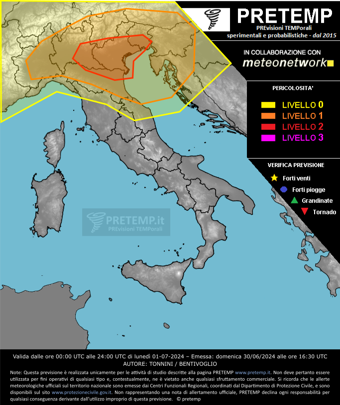 Mappa previsione del 01 luglio 2024