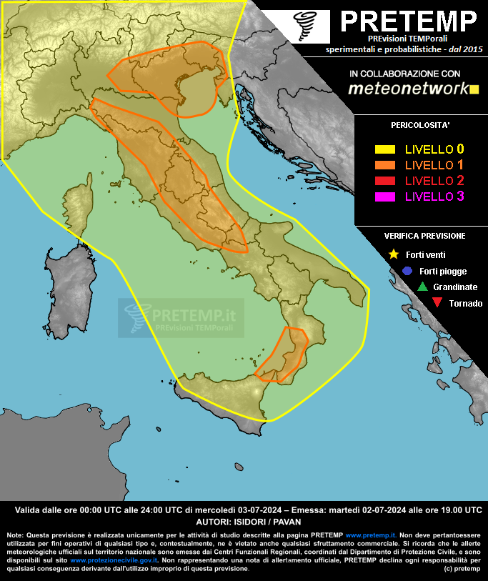 Mappa previsione del 03 luglio 2024