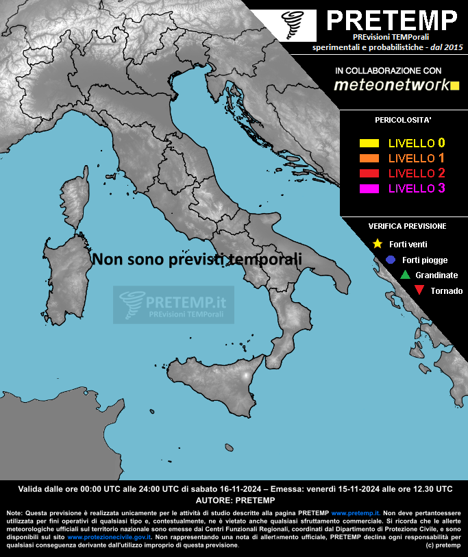 Mappa previsione del 16 novembre 2024