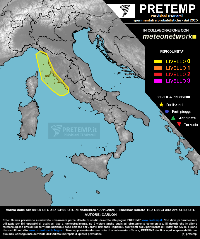 Mappa previsione del 17 novembre 2024