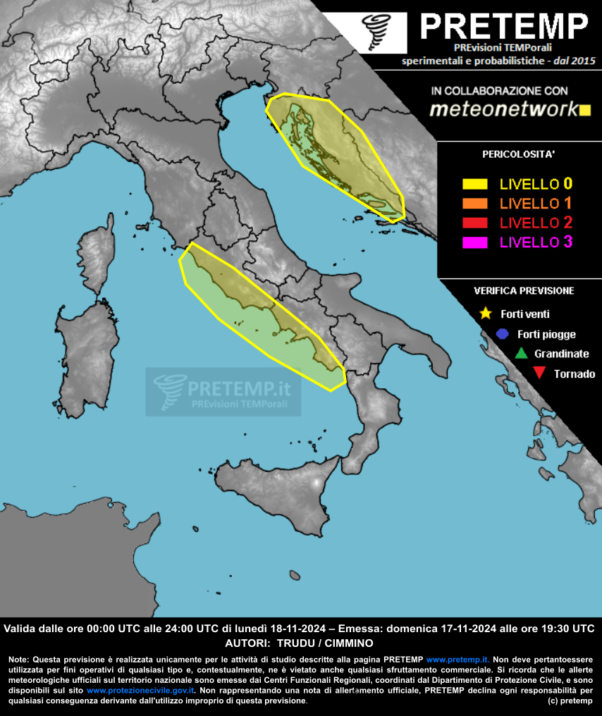 Mappa previsione del 18 novembre 2024