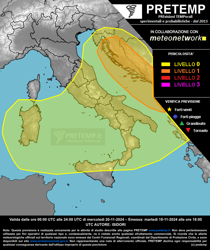 Mappa previsione del 20 novembre 2024
