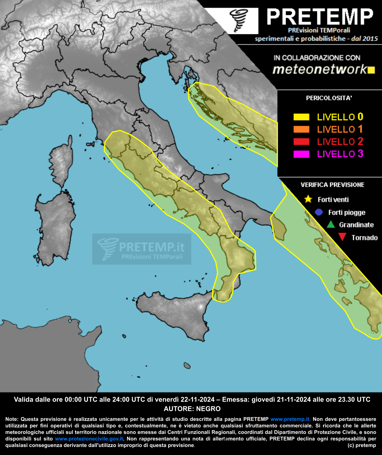 Mappa previsione del 22 novembre 2024