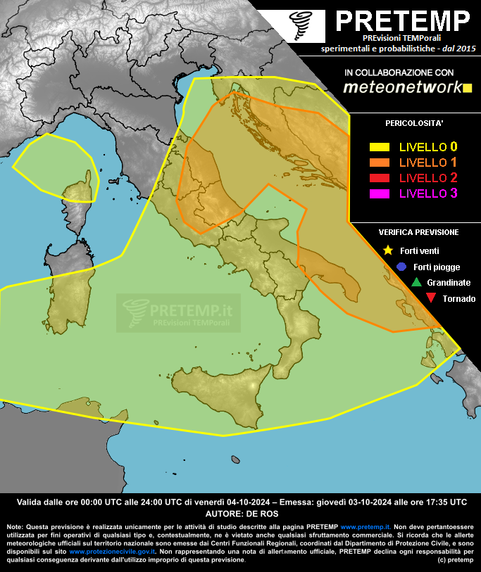 Mappa previsione del 04 ottobre 2024