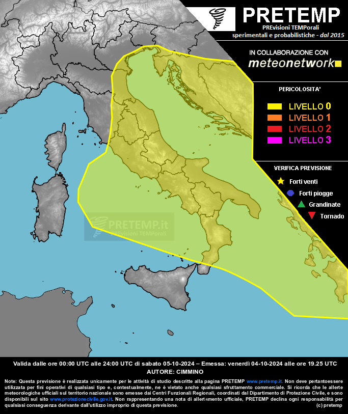 Mappa previsione del 05 ottobre 2024