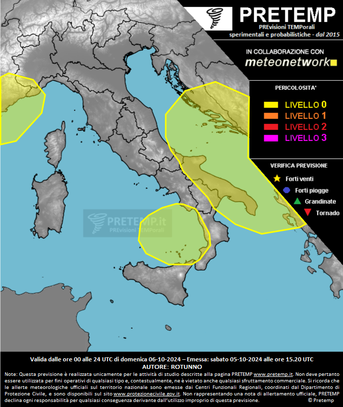 Mappa previsione del 06 ottobre 2024