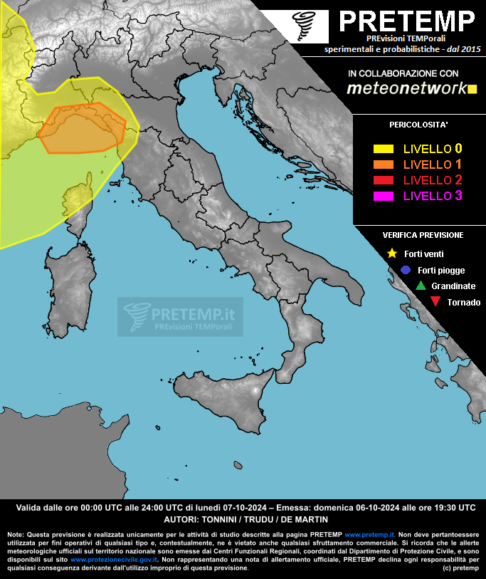 Mappa previsione del 07 ottobre 2024