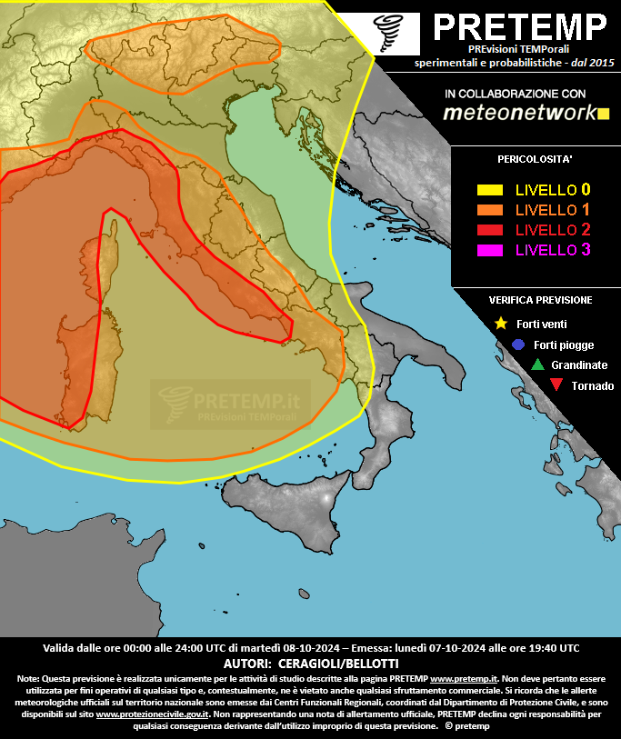 Mappa previsione del 08 ottobre 2024
