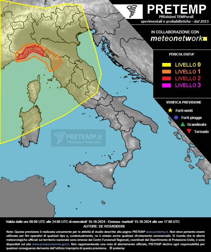 Mappa previsione del 16 ottobre 2024
