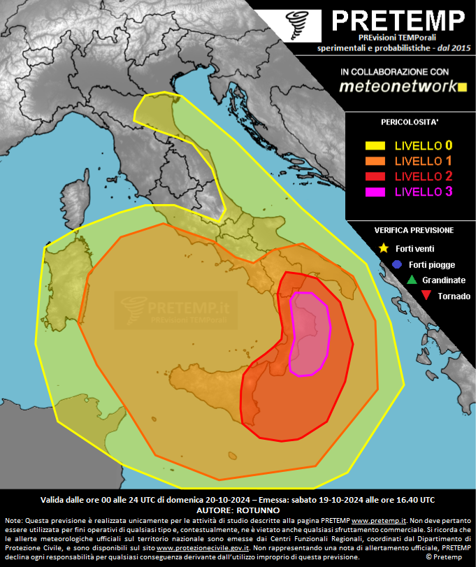 Mappa previsione del 20 ottobre 2024