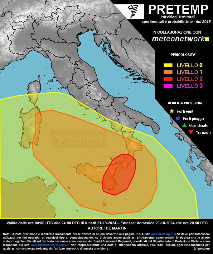 Mappa previsione del 21 ottobre 2024