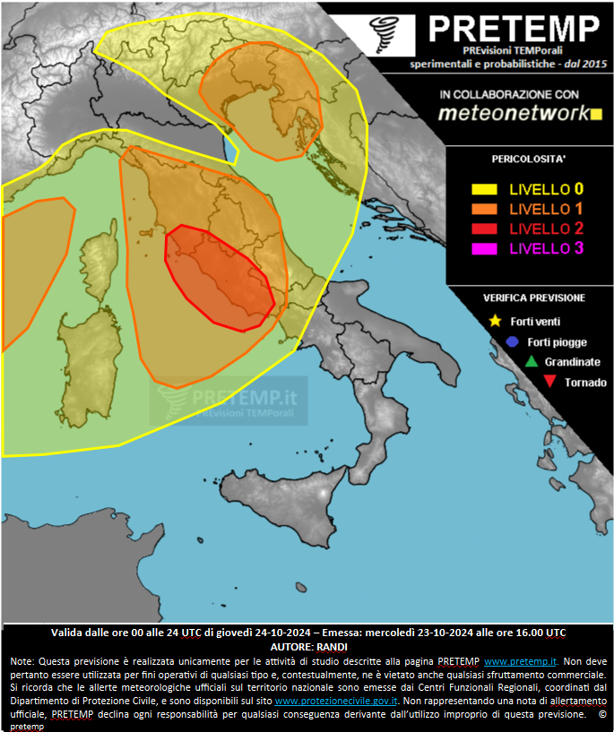 Mappa previsione del 24 ottobre 2024