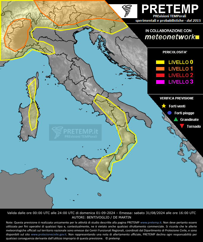 Mappa previsione del 01 settembre 2024