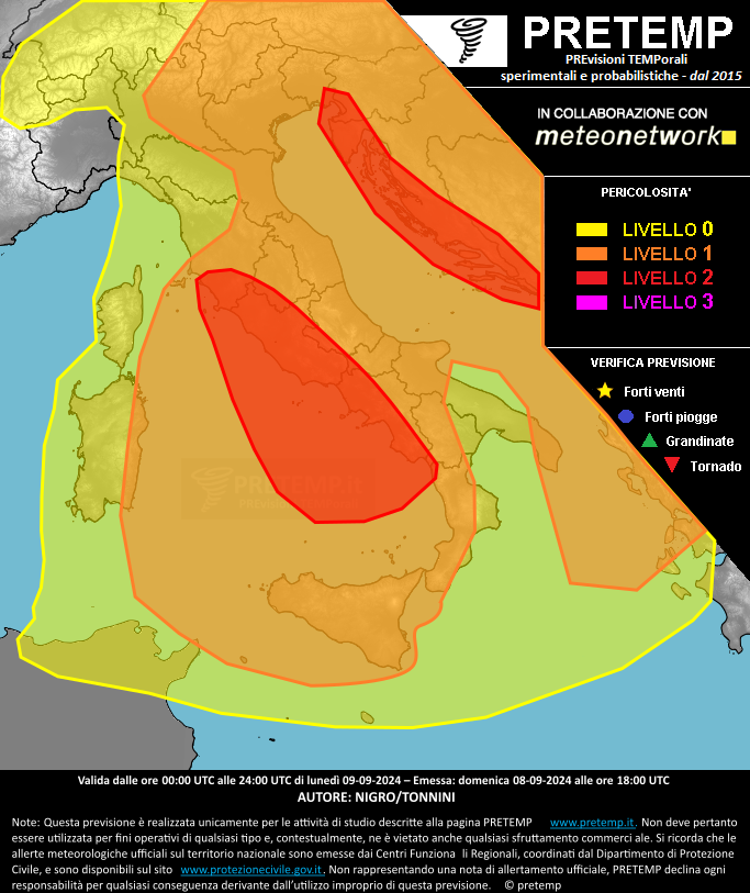 Mappa previsione del 09 settembre 2024