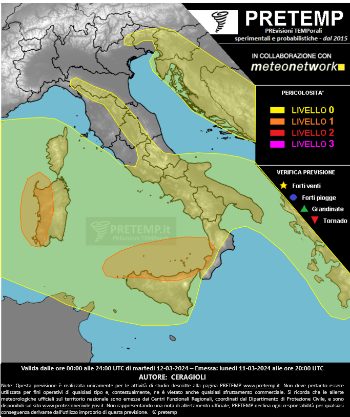 Mappa previsione del 12 marzo 2024