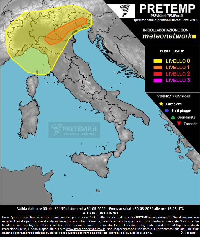 Mappa previsione del 31 marzo 2024